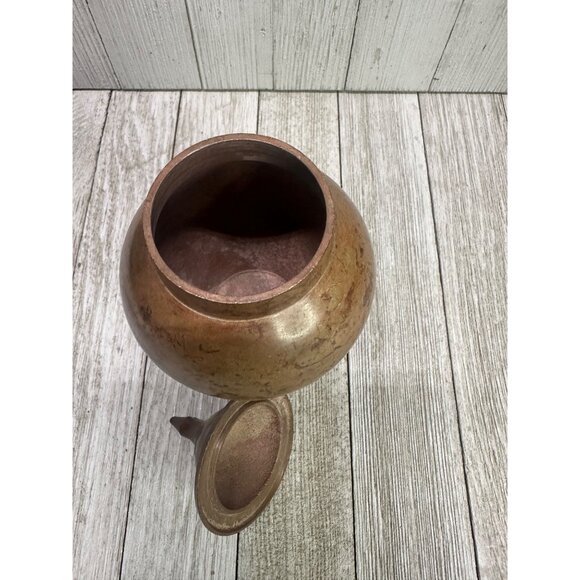 Vintage Solid Metal Urn Vase Ginger Jar with Lid 6.5'' Tall - Picture 4 of 7